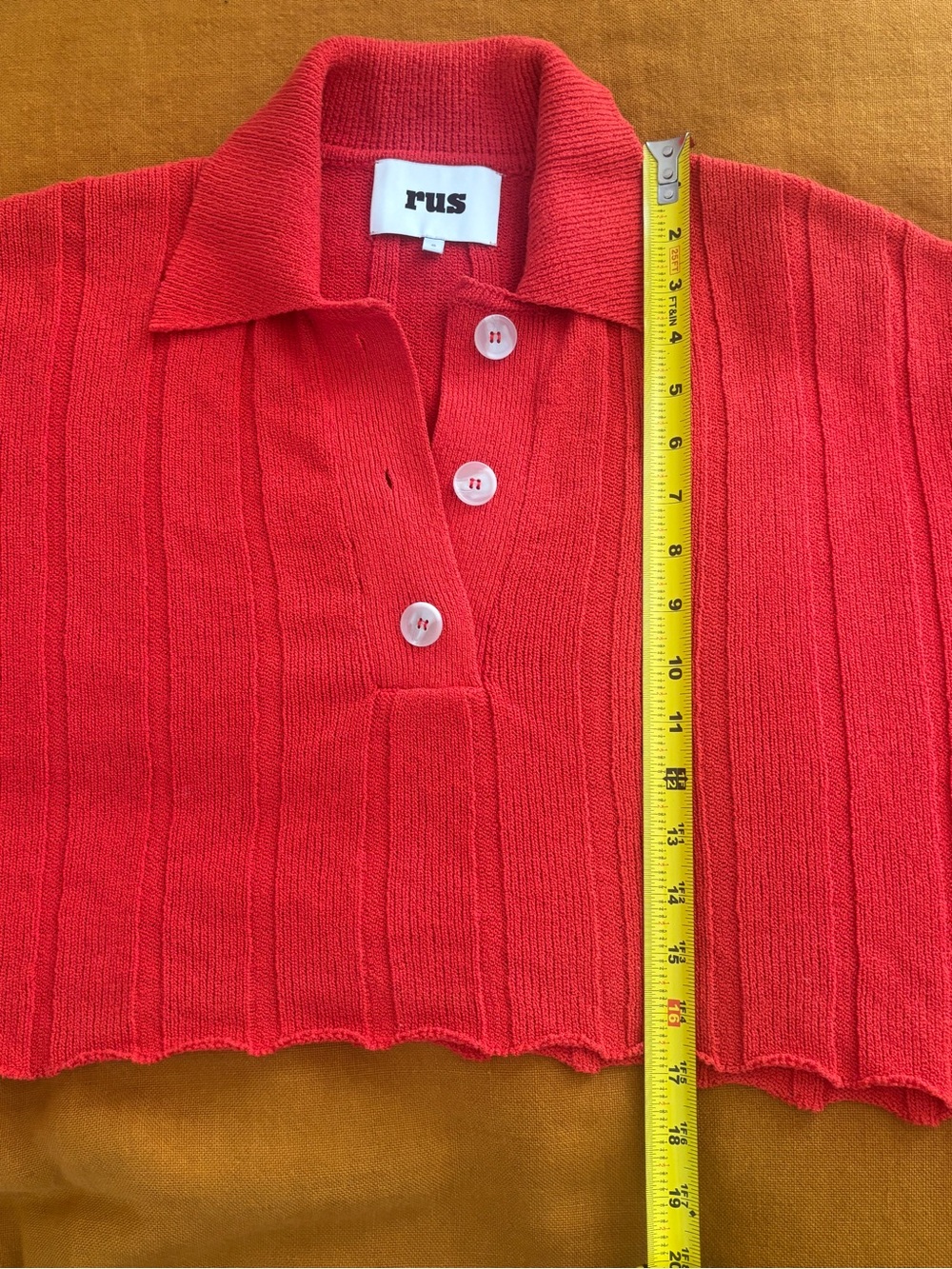 Red Cropped Rib Knit Sweater - Picture 9 of 10